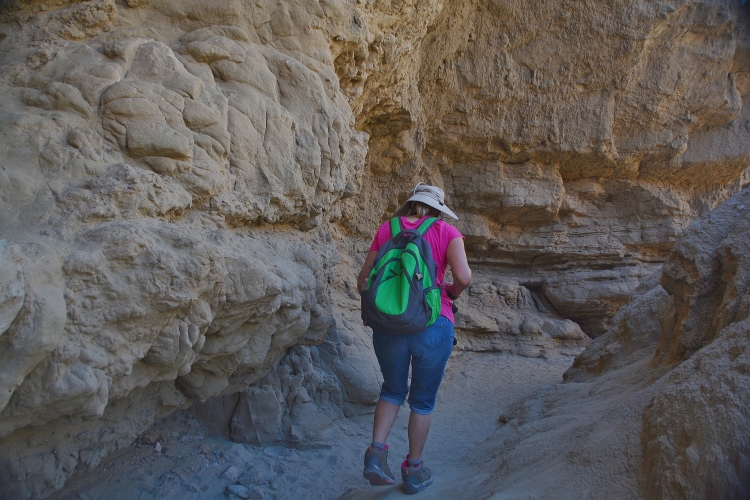 walking in the slot canyon
